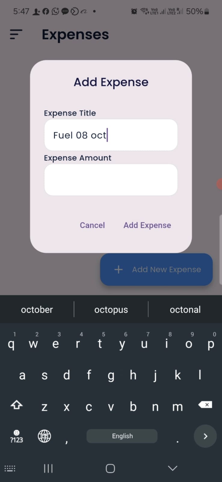 Expenses add කර ගන්නා අකාරය