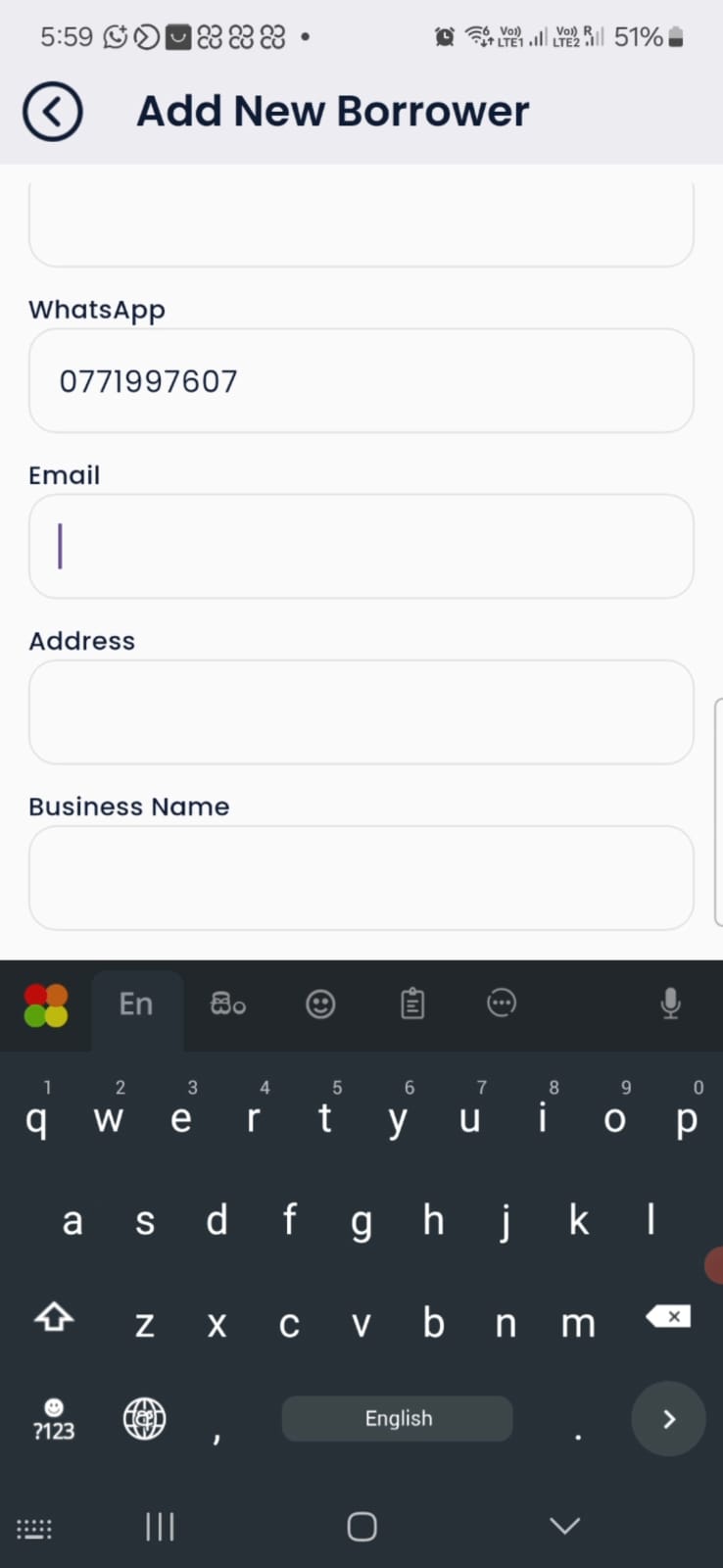 ණයකරුවකු Add කර ගැනීම